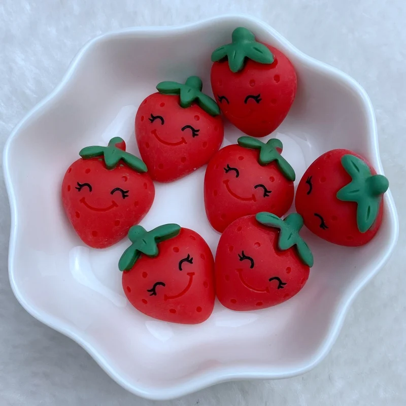 10Pcs New Mini Cute Mixed Small Strawberry Series Flat Back Resin Scrapbooking DIY Jewelry Craft Decoration Accessorie