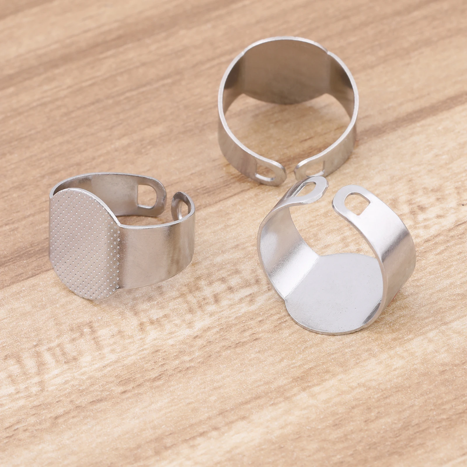 10pcs Stainless Steel Adjustable Ring Base Setting Blanks Diy Bezels For Fingerring Jewelry Making Supplies 12x15mm Pad