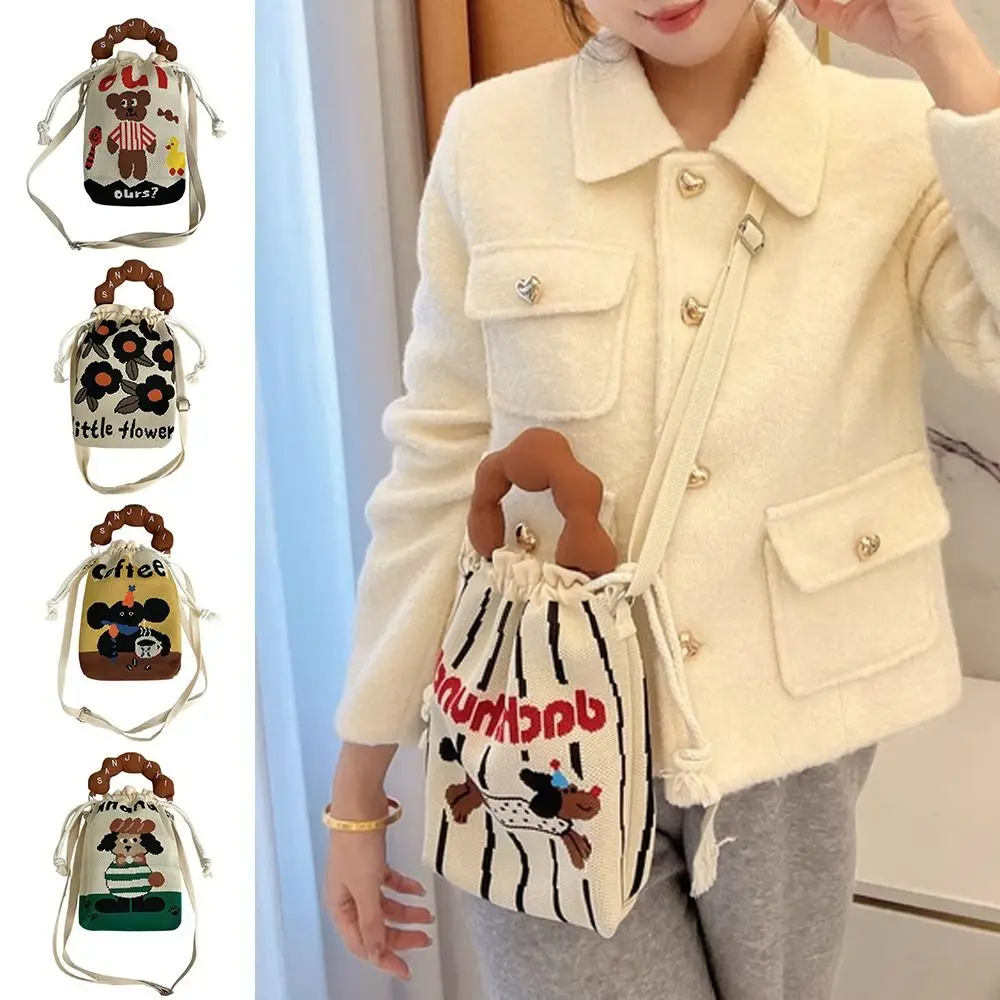 

Versatile Large Capacity Shoulder Bag Knitted Handmade Handbag Lightweight Woven Bag Women Girls