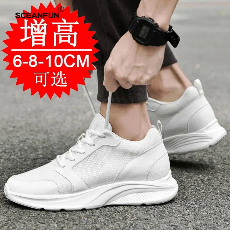 Men casual sneakers elevator shoes summer fashion breathable mesh heightening shoes for men 8cm 6cm Tenis Masculino para hombre