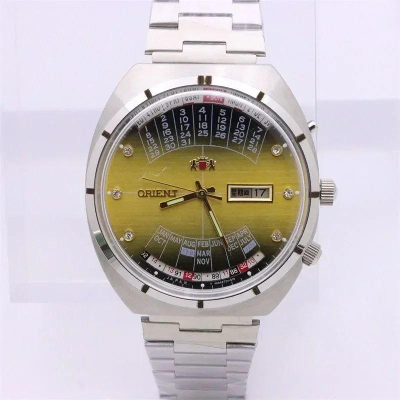 118A Store Sports Machinery Orient Men's Watch Full Function Perpetual Calendar Stainless Steel Japanese Movement