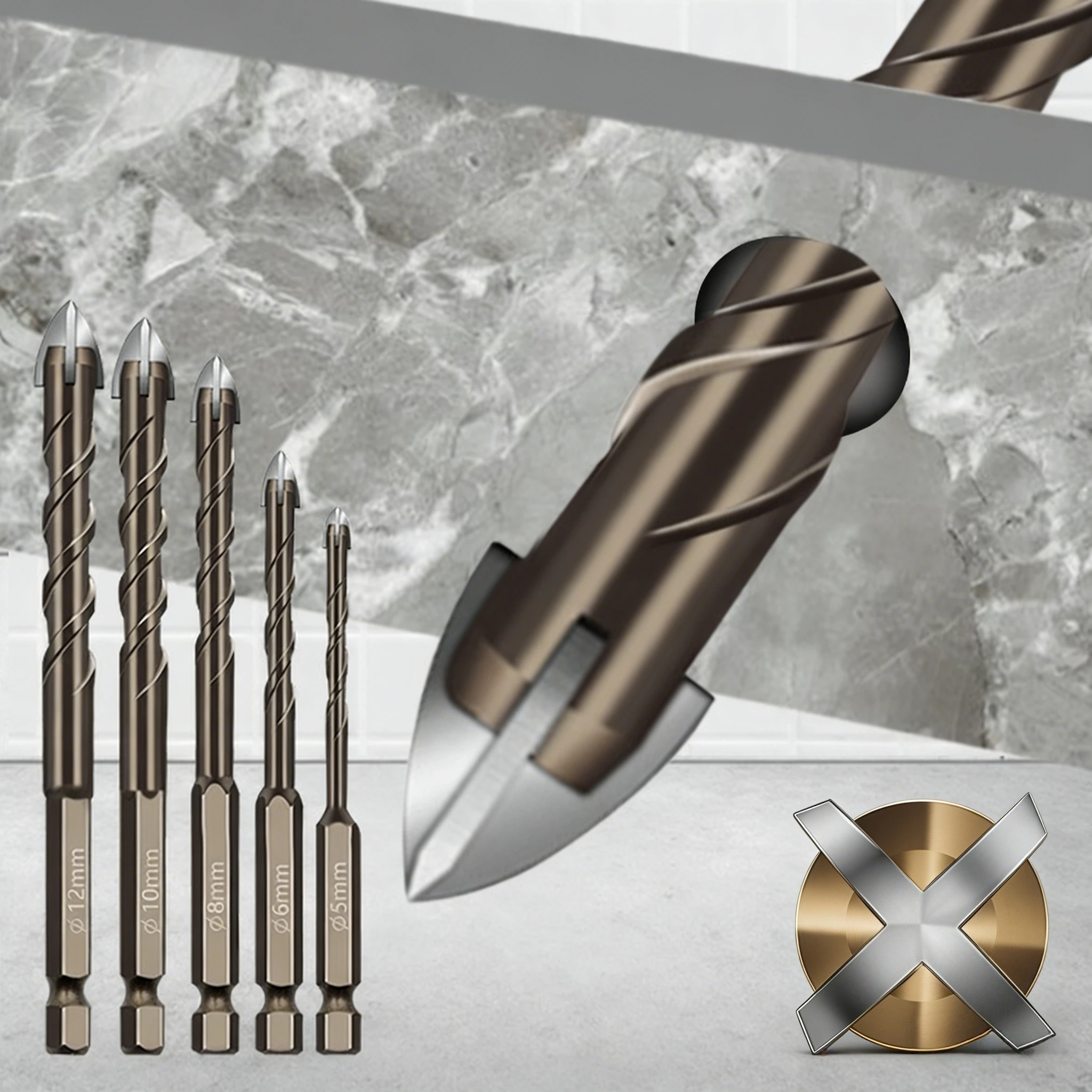 

Набор профессиональных сверл для бетона и кирпича, 7 шт., размеры 3, 4, 5, 6, 8, 10, 12 мм, для сверления отверстий в стекле, бетоне, керамической плитке