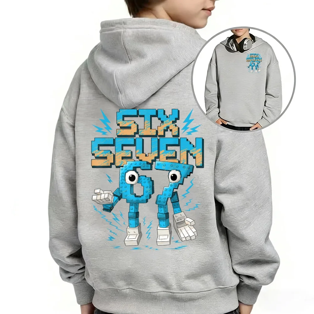 Teens Favorite SIX SEVEN Print Hoodie, Euro American Campus Style, Comfortable Top, Versatile Top for Autumn Winter