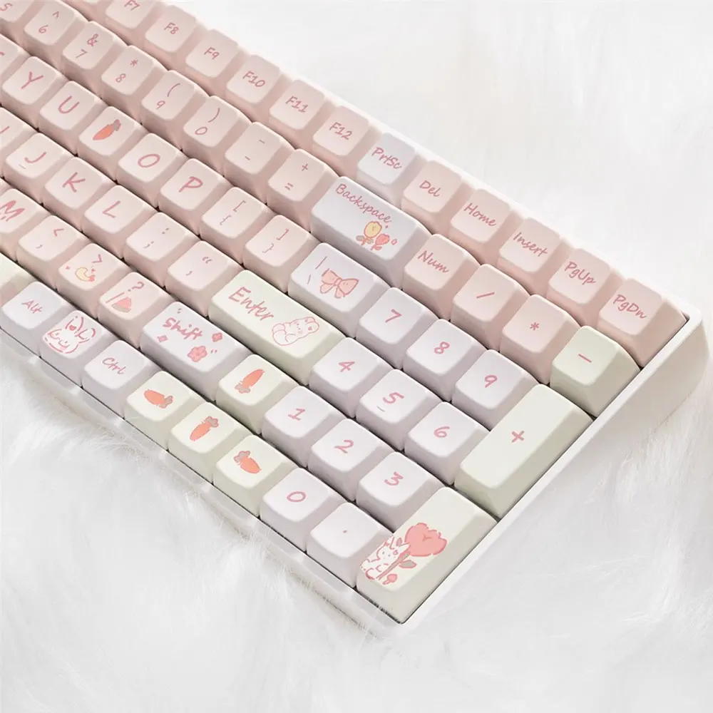 

148 Keys MDA keycaps fragrant rabbit theme ball caps PBT pink five-sided heat sublimation For MX Switch Fit 61/64/66/68 Keyboard