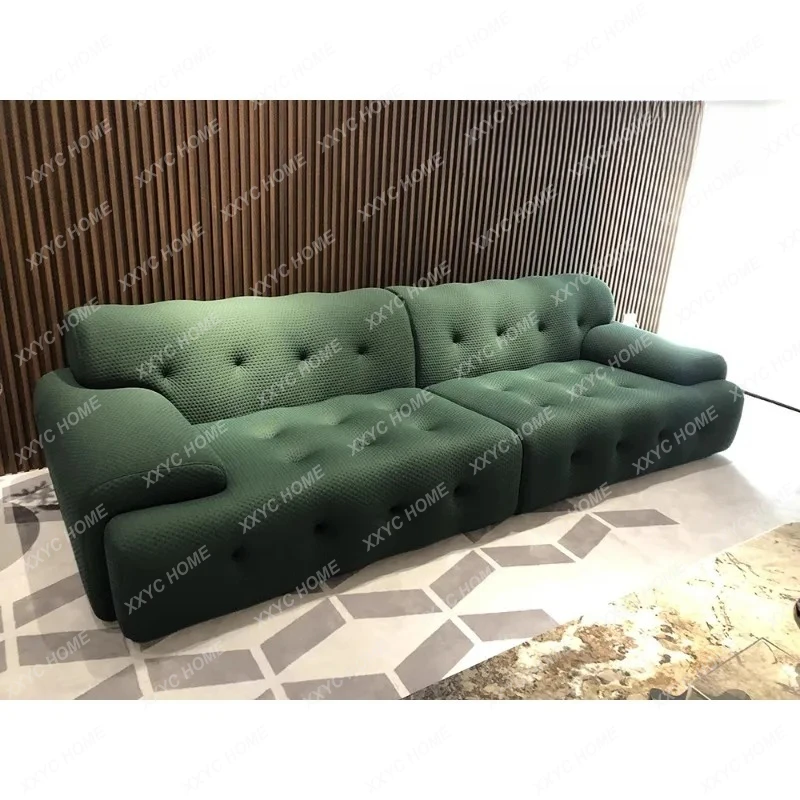 

Y Italian light luxury minimalist export fabric 5D villa four-person sofa designer Nordic dark green