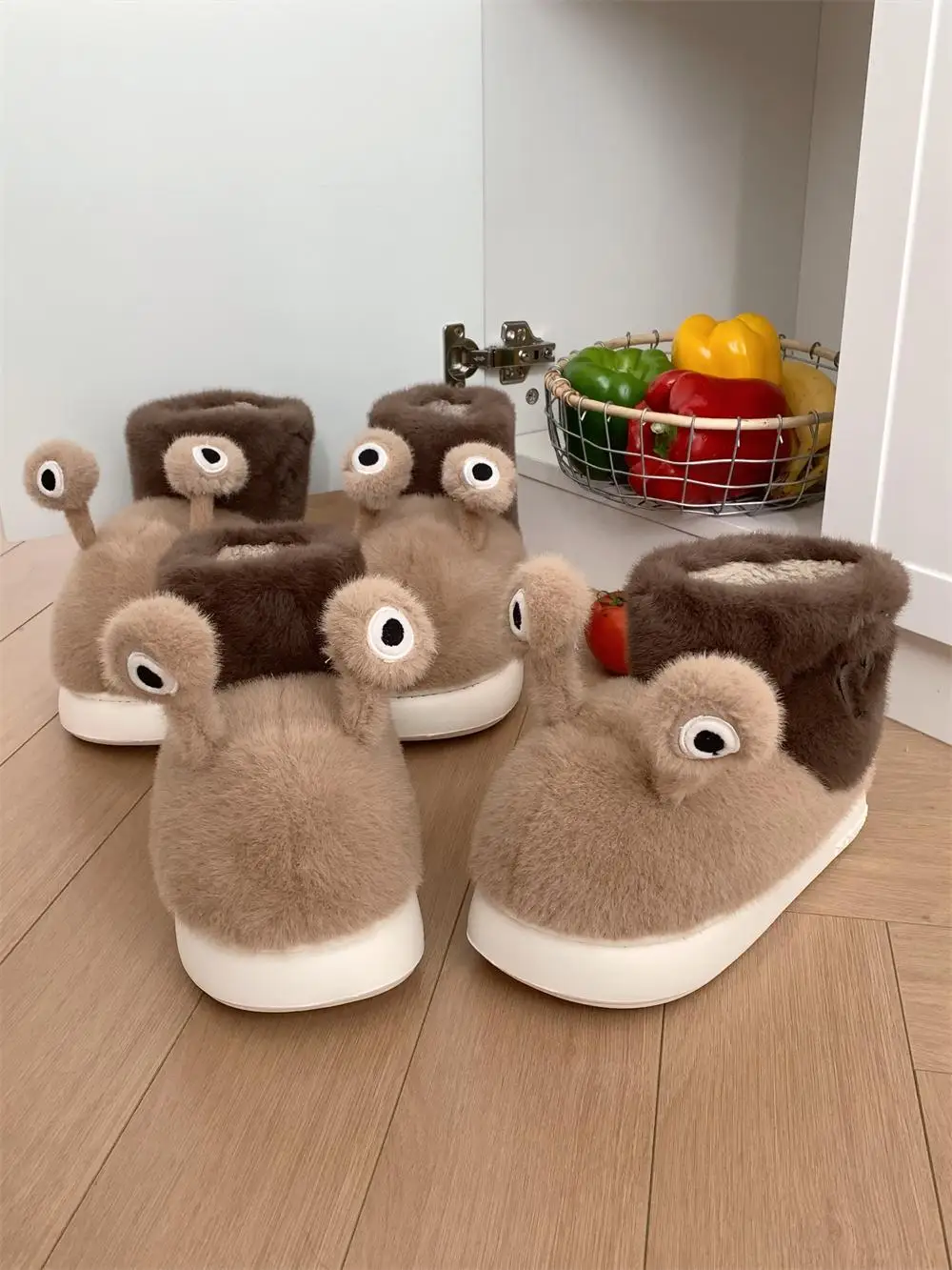 Funny Snail Slippers Indoor Outdoor Warm Home Slippers Plush Cotton Boots For Men And Women  Winter Thick Soled Slipper