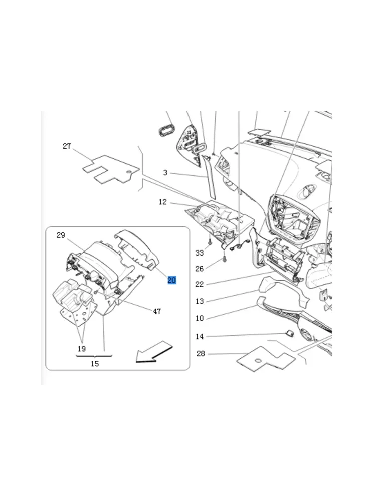 for Maserati President Geberit Levante Steering Wheel Column Upper Cover 670024855