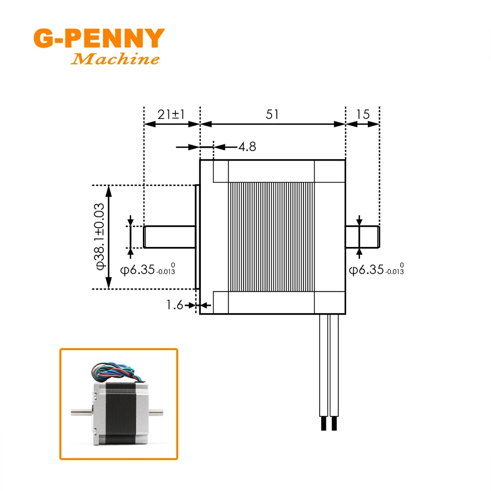 NEMA23 57x51mm Double Shaft 6.35mm Stepper Motor 2.8A 157Oz-in 1.1N.m CNC For Router Engraving Milling Machine 3D Printer