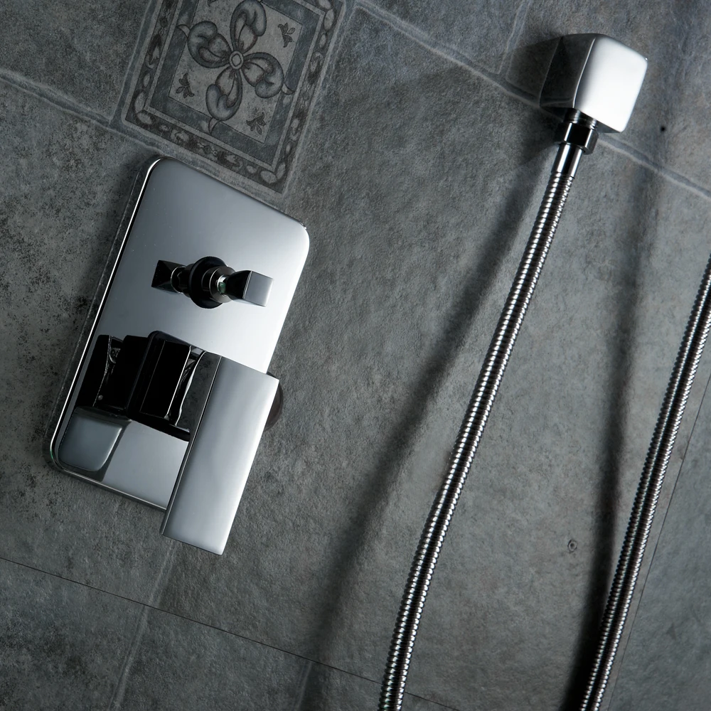 BAKALA Luxury 8-10-12-16 inch Stainless Steel Bathroom rain  shower faucets head shower set with hand shower shower kit