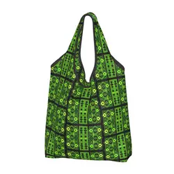 Custom African Ethnic Style Pattern Shopping Bag Women Portable Large Capacity Groceries Pattern Shopper Tote Bags