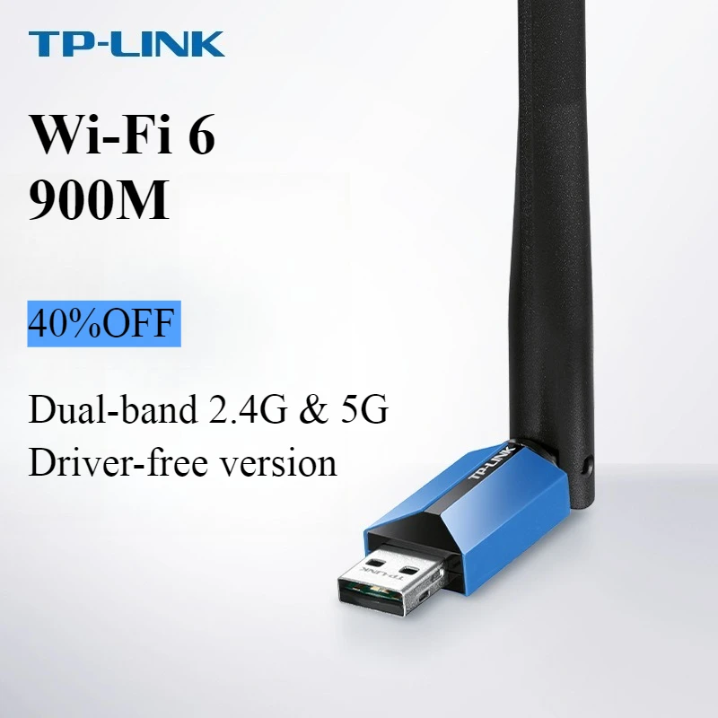 

Беспроводная сетевая карта TP-LINK AX900 WiFi6, двухдиапазонный USB-адаптер для настольных ПК и ноутбуков, не требующий установки драйверов, совместим с Win7/10/11