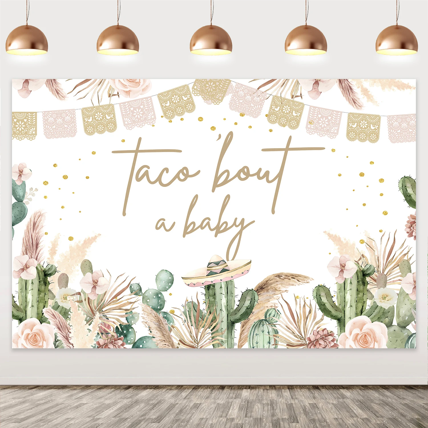 Photography Background of Taco Bout, Boho Fiesta Decor, Cactus, Pampas Grass, Gender Neutral, Baby Shower, Backdrop Photoshoot