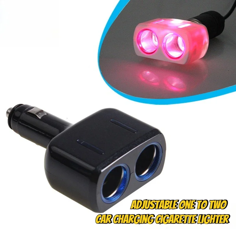 1 قطعة سيارة جديدة نقطة واحدة اثنين شاحن سيارة ولاعة السجائر نقطة واحدة اثنين شاحن سيارة متعدد الوظائف يمكن تعديلها 90 درجة