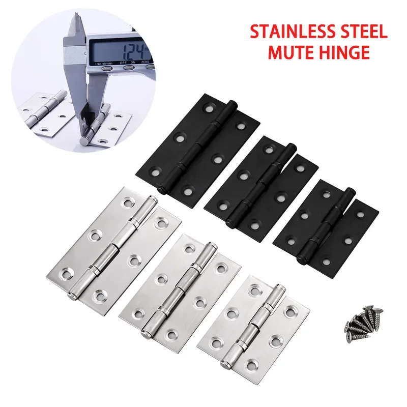 2Pcs Stainless Steel Flat Hinge Cabinet Doors 2inch 2.5 inch 3inch Windows Hinge Wooden Box Sound Suppression Hinge