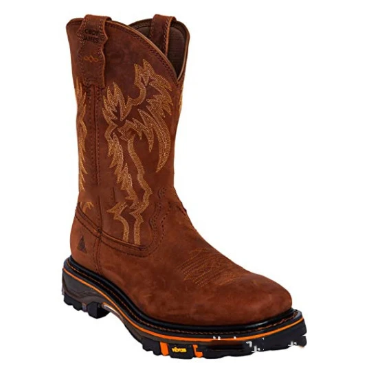 Men's Work Western Boots Reinforced Sole Embroidered Detail Durable Rugged Design for Outdoor Autumn/winter Industrial Looks