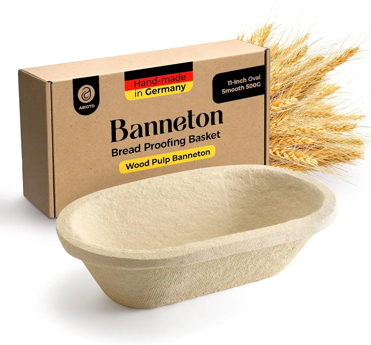 

11" Oval Wood Pulp Bread Proofing Basket, Smooth Non-Stick Surface for Sourdough Baking, Made in Germany