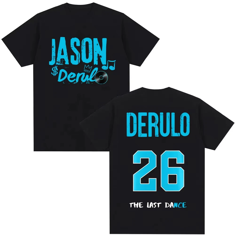 Jason Derulo Last Dance Tour 2026 graphics Cotton shirt unisex Y2k Hip hop Style Retro Summer Men's Short sleeve Top fan gift