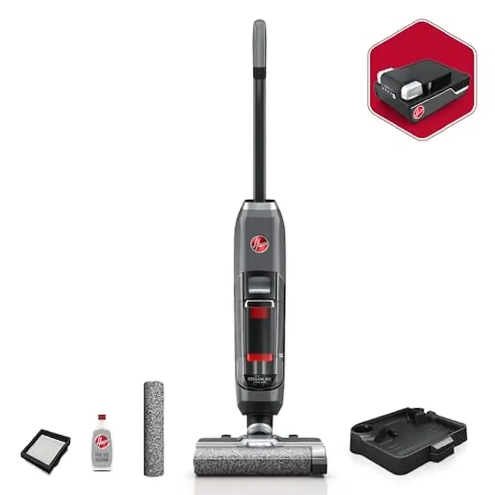 Cordless Hard Floor Cleaner Wash & Vacuum with Self Cleaning System Edge Cleaning Premium LCD Display   Streamline BH55400V