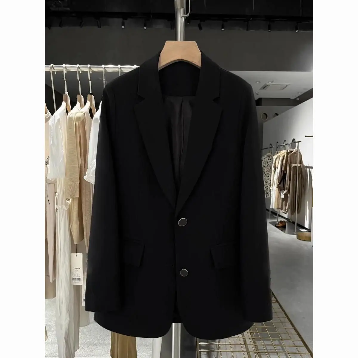 

plus Size Women's Bla Cotton Blend Suit Jaet Autumn Winter New Sle Profional Casual Western Sle for Heavy Girls ov...