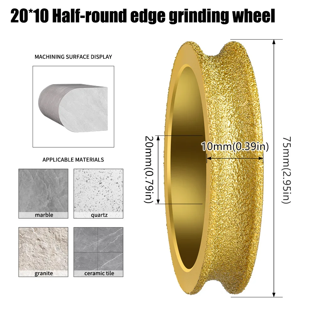 1pcs Granite Slotted Edging Round Edge Diamond Grinding Wheel Tile Marble Slotted Brazed Stone Edging Wheel