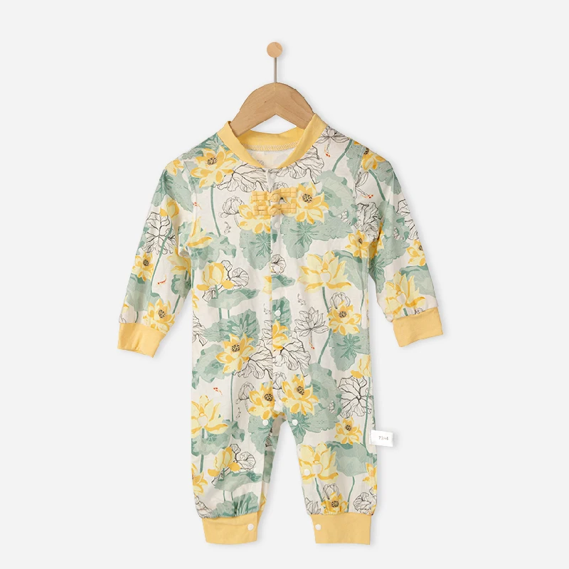 Chinese style infant baby boys girls Jumpsuit climbing suit pants crawling cotton Soft Fashion Baby Clothes