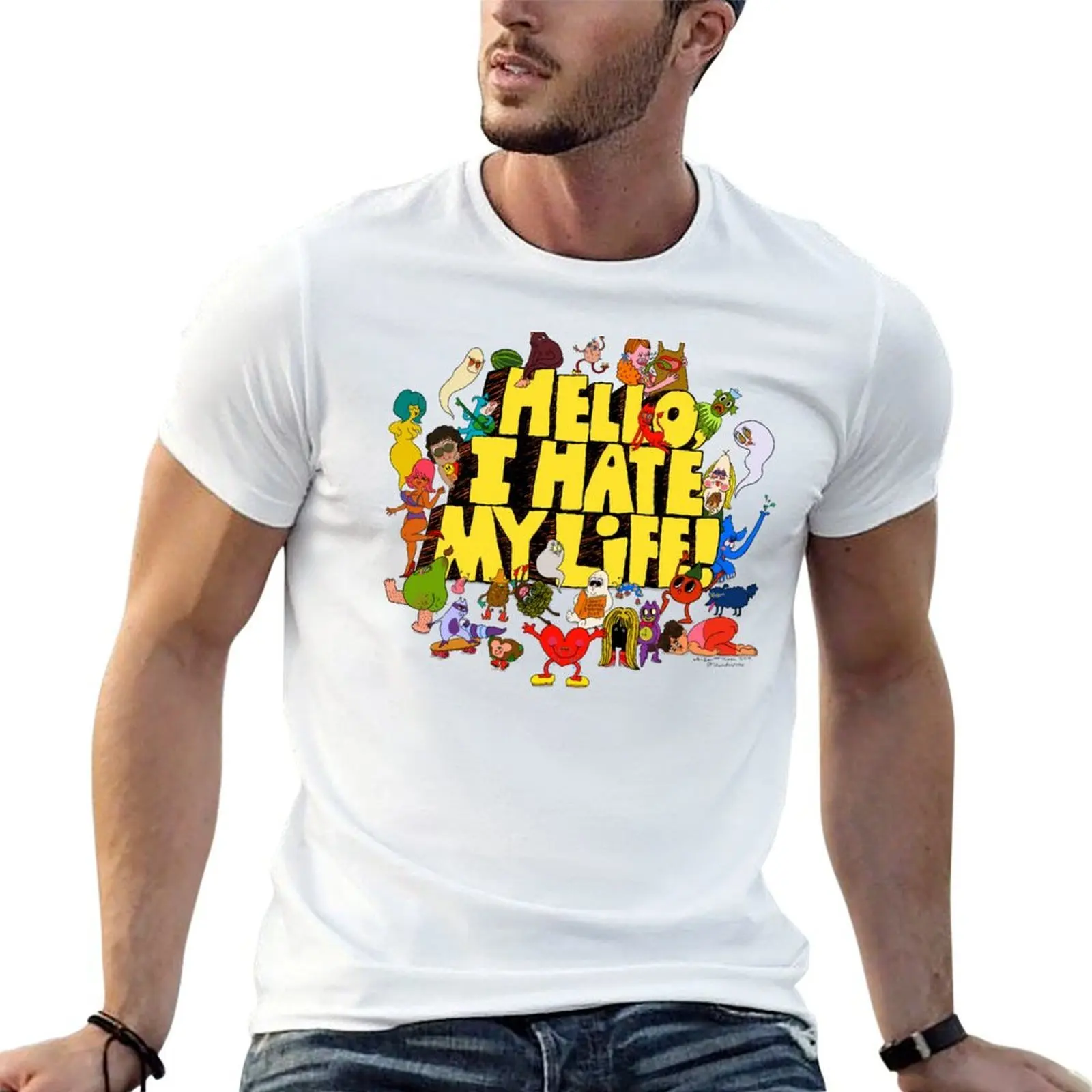 Hello, I hate my life! T-Shirt t shirt man luxury cotton t shirt man man t shirt heavy cotton T-shirt
