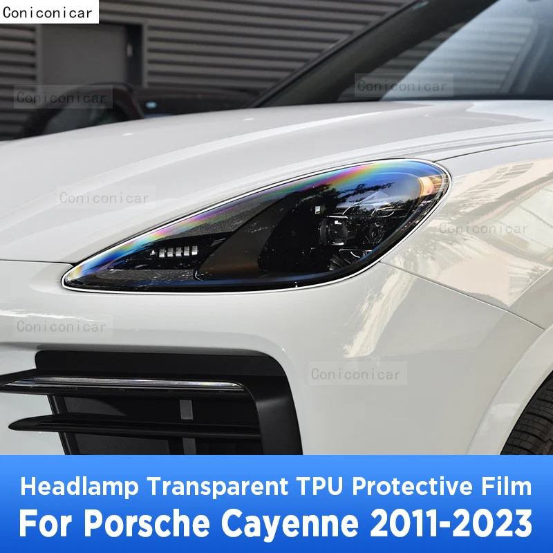 

For Porsche Cayenne 2011-2023 Car Exterior Headlight Anti-scratch Front Lamp Transparent TPU Protective Film Accessories Sticker