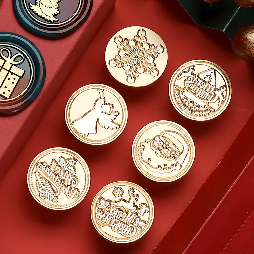 Merry Christmas Wax Seal Stamps Replacement Brass Stamp Heads Christmas Tree Elk For Decorating Envelopes Party Invitations Card