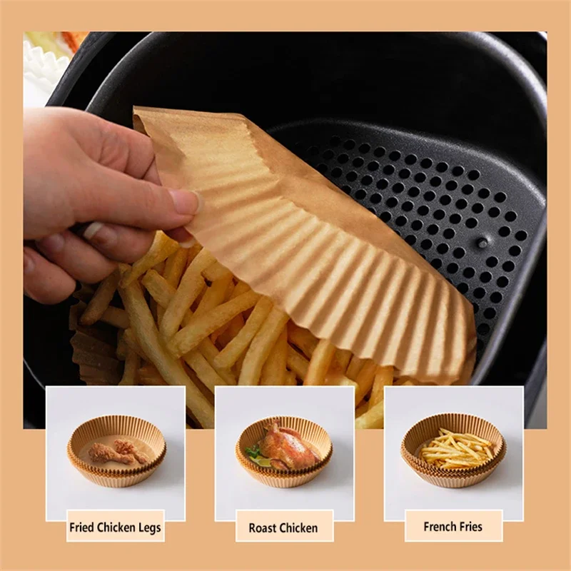 

50PCS Air Fryer Parchment Paper Liners Non-Stick Disposable Tray Barbecue Plate Food Oven Kitchen Round Baking Paper