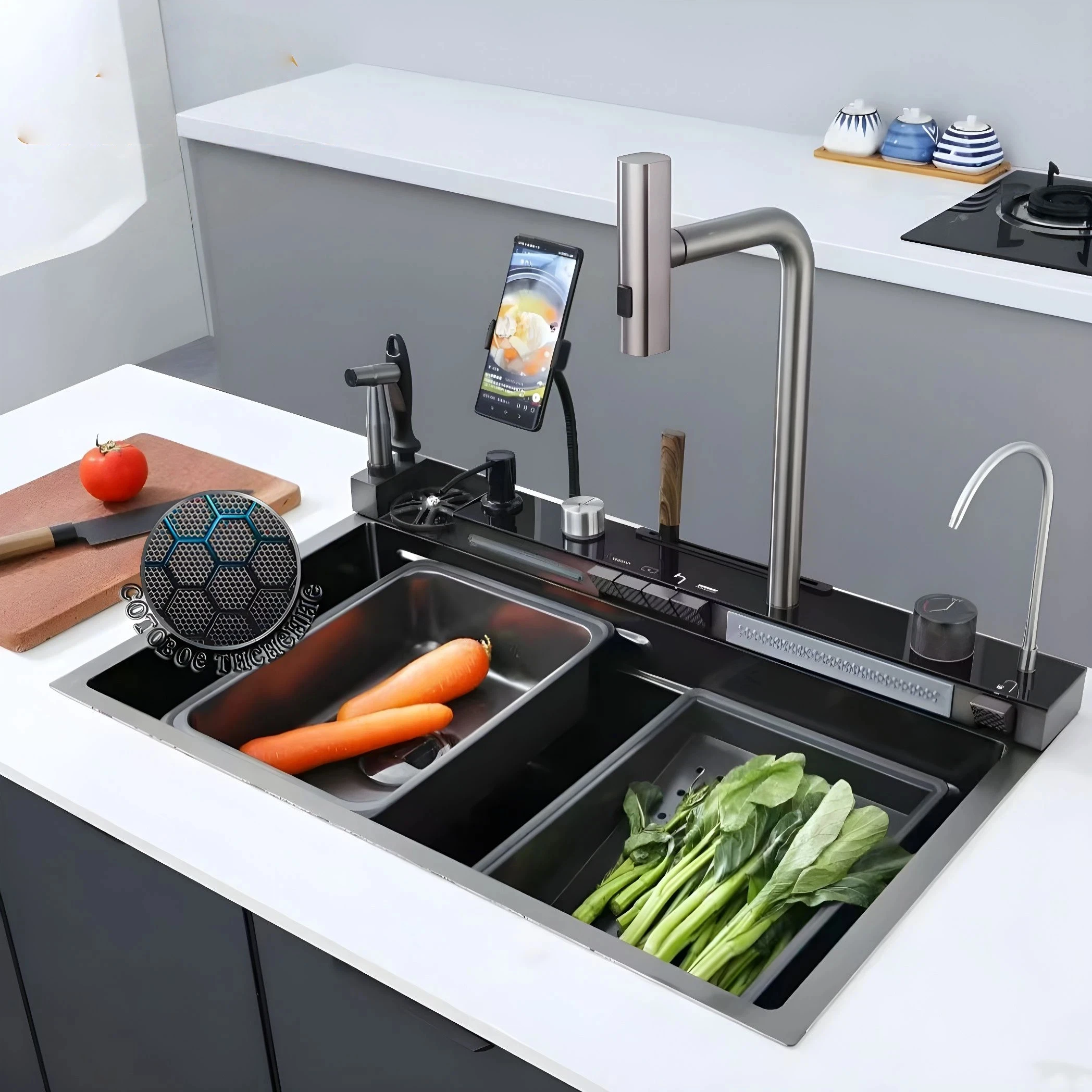 

Kiten Sink Multifunctional Temperature In Cup Washing Water Purifiion Tap Automatic Drain Control Etc