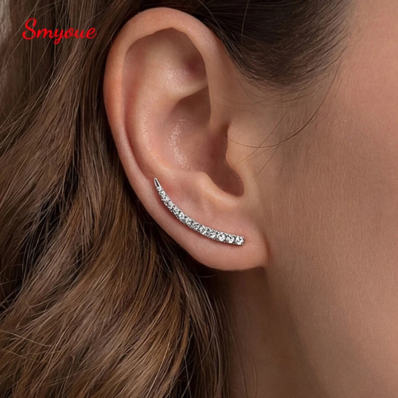 

Smyoue Trendy Test Passed Full Moissanite Smile Stud Earrings for Women Wedding 100% 925 Silver Sparking Party Bridal Jewelry