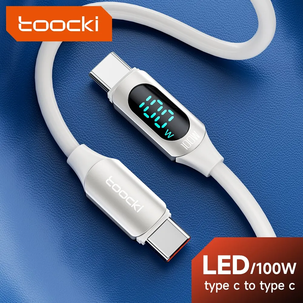 Toocki 100W USB C To Type C Cable 5A PD Fast Charge Charger Type C LED Display Cable For Macbook Xiaomi Huawei Samsung Cable