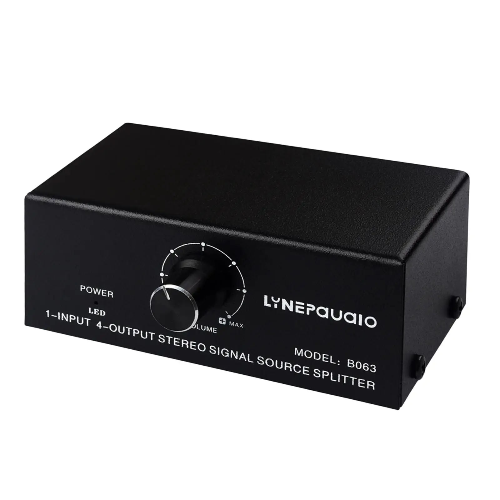 4-Way RCA Stereo Audio Switch with Volume Controller Splitter Box Selector for