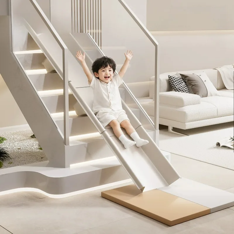 Portable Kids Slide Stair-Mounted Indoor Children Play Slide Safe Toddler Climber Slides Play Equipment for Household Stair Sofa