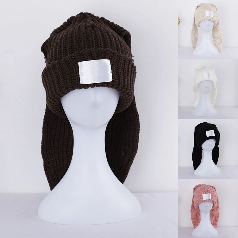

Rabbit Knit Hat Skullies Beanie Long Ear Hat Crochet Knitted Hat Bunny Hat Rabbit Ears Hats For Women Autumn Winter Warm