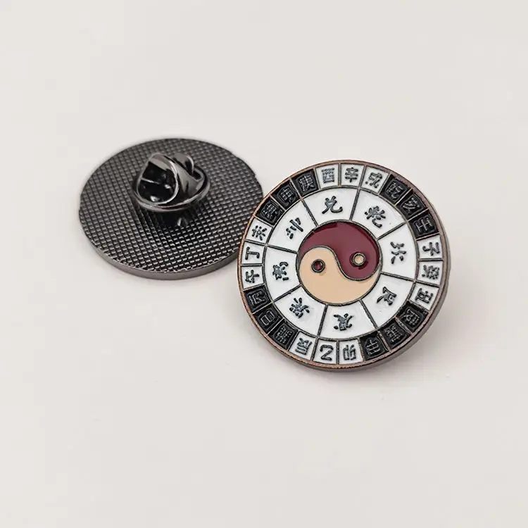 Chinese Tradition Culture Five Elements Yin Yang Tai Chi Bagua Brooch Buddhist Lotus Badge Insignia Jewelry Accessories
