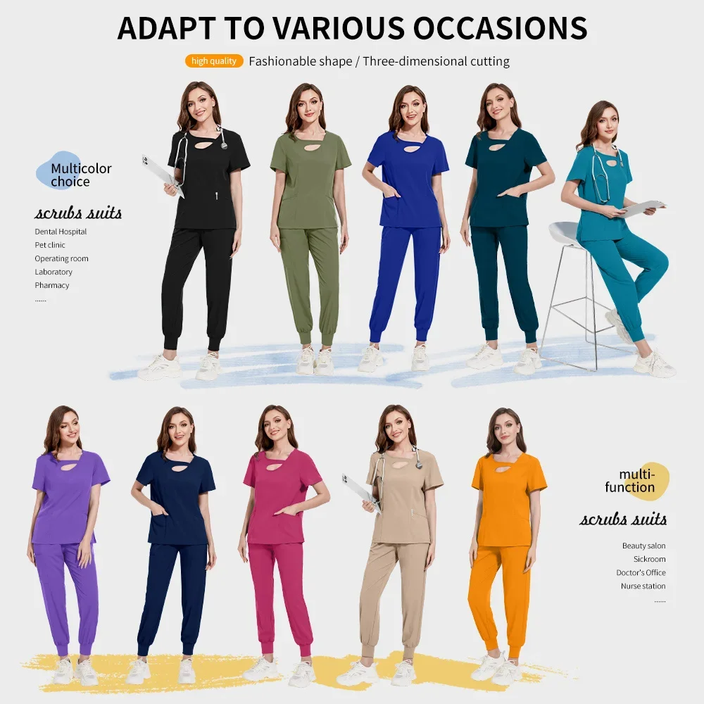 Acessórios de enfermeira enfermagem esfrega jogging conjunto salão de beleza feminino spa uniforme pet conjunto de terno de trabalho veterinário