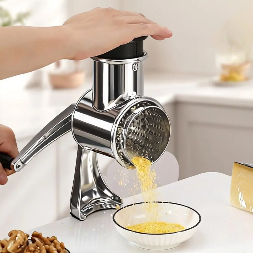 

Practical Manual Rotary Hand Crank Nut Grinder with 5 Blades Stainless Steel Cheese Grater Sturdy Vegetable Slicer Cooking