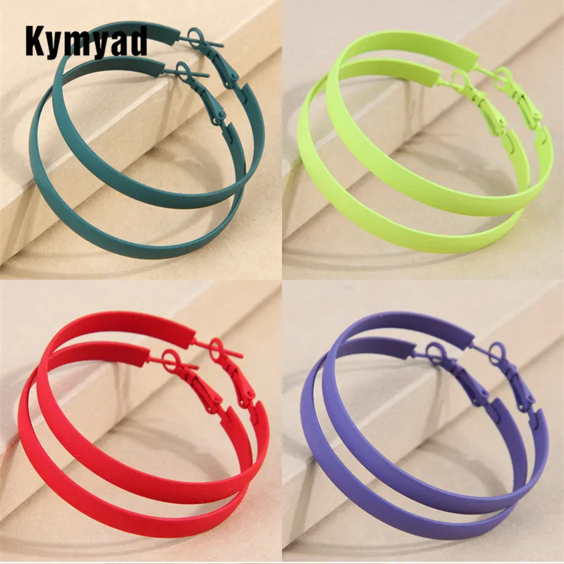 Kymyad Fashion Colorful Hoop Earrings For Women Round Luxury Design Big Statement Earrings Fashion Jewelry