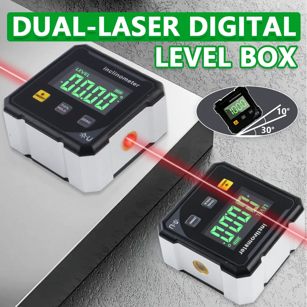 Pocket LCD Digital Angle Finder with Four-Sided Magnetic, USB Digital Level Box Zero and Holding Function, Woodworking Tools