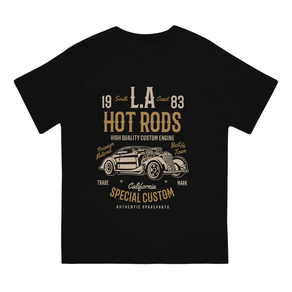 LA Hot Rods T Shirt for Men Cotton Vintage T-Shirt Crew Neck Hot Rod Rebel Tee Shirt Short Sleeve Tops 4XL 5XL 6XL