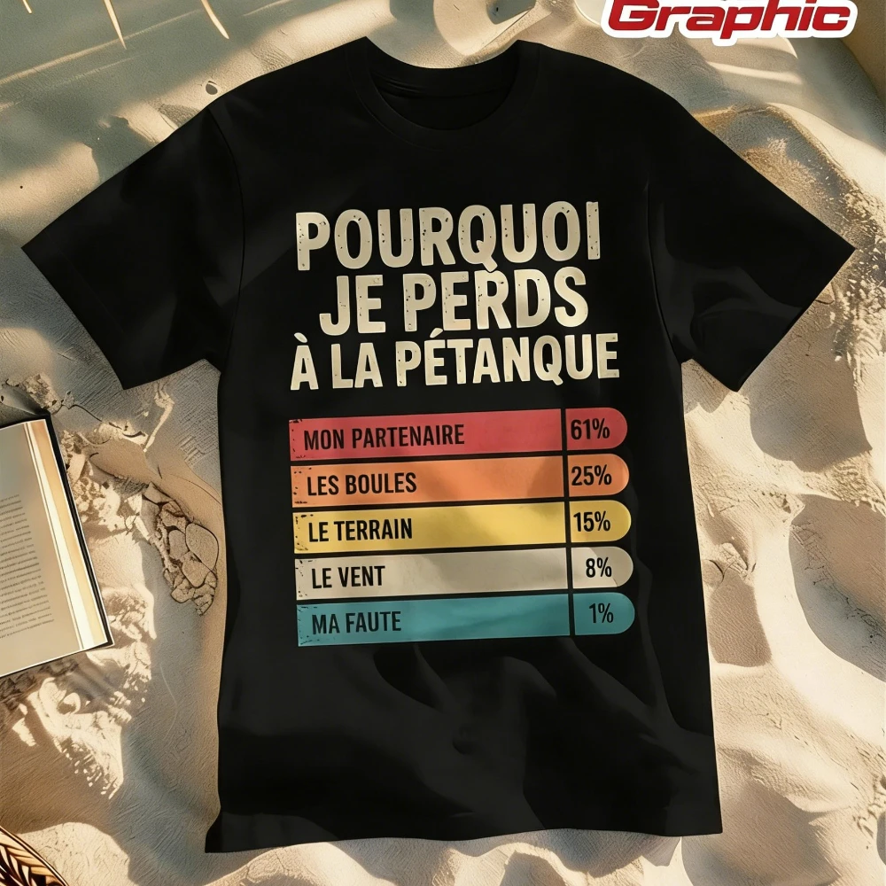 Men's Fun French Bowling T-Shirt- Humorous Graphic Tee with Theme I Lost At A Bowling Game Casual Tee Men's T-shirts for Summer