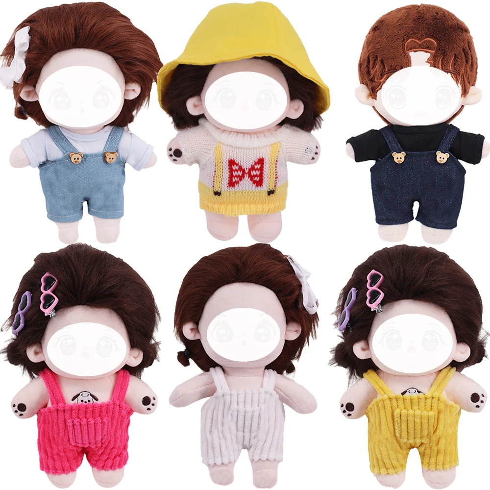 Pop Doll Clothes For 20Cm Cotton Dolls Hat Cowboy Rompers Plush Animal Clothing Stuffed Idol EXO Doll Accessories Girl's Toy