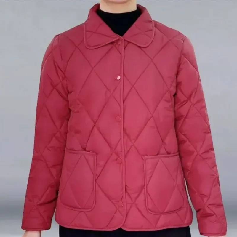 Women's Short Solid Color Lapel Versatile Jacket Spring and Autumn New Women's Lightweight Cotton Jacket