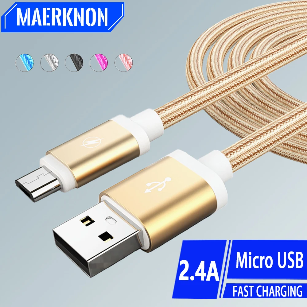 Micro USB Cable 2.4A Fast Charge Nylon Braided Microusb Charger Data Cord For Samsung Xiaomi Huawei Android Phone USB Micro Wire