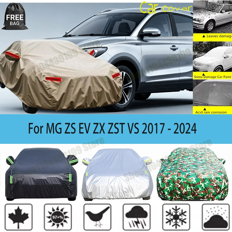 For MG ZS EV ZX ZST VS 2017-2024 Car Cover Waterproof Summer Sun Shade Anti-UV Winter Rain Snow Prevent Cover