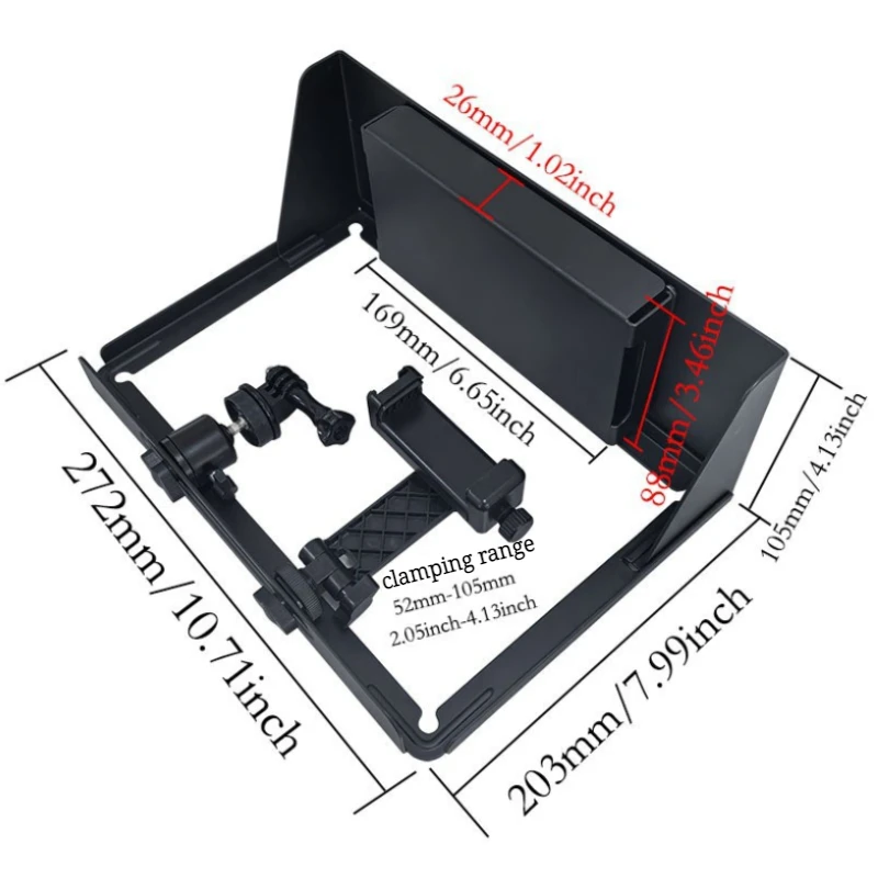 Cell Phone Fence Mount with Shade for IPhone Mevo Start GoPro & Other Action Cameras for Recording Baseball Football Tennis Game