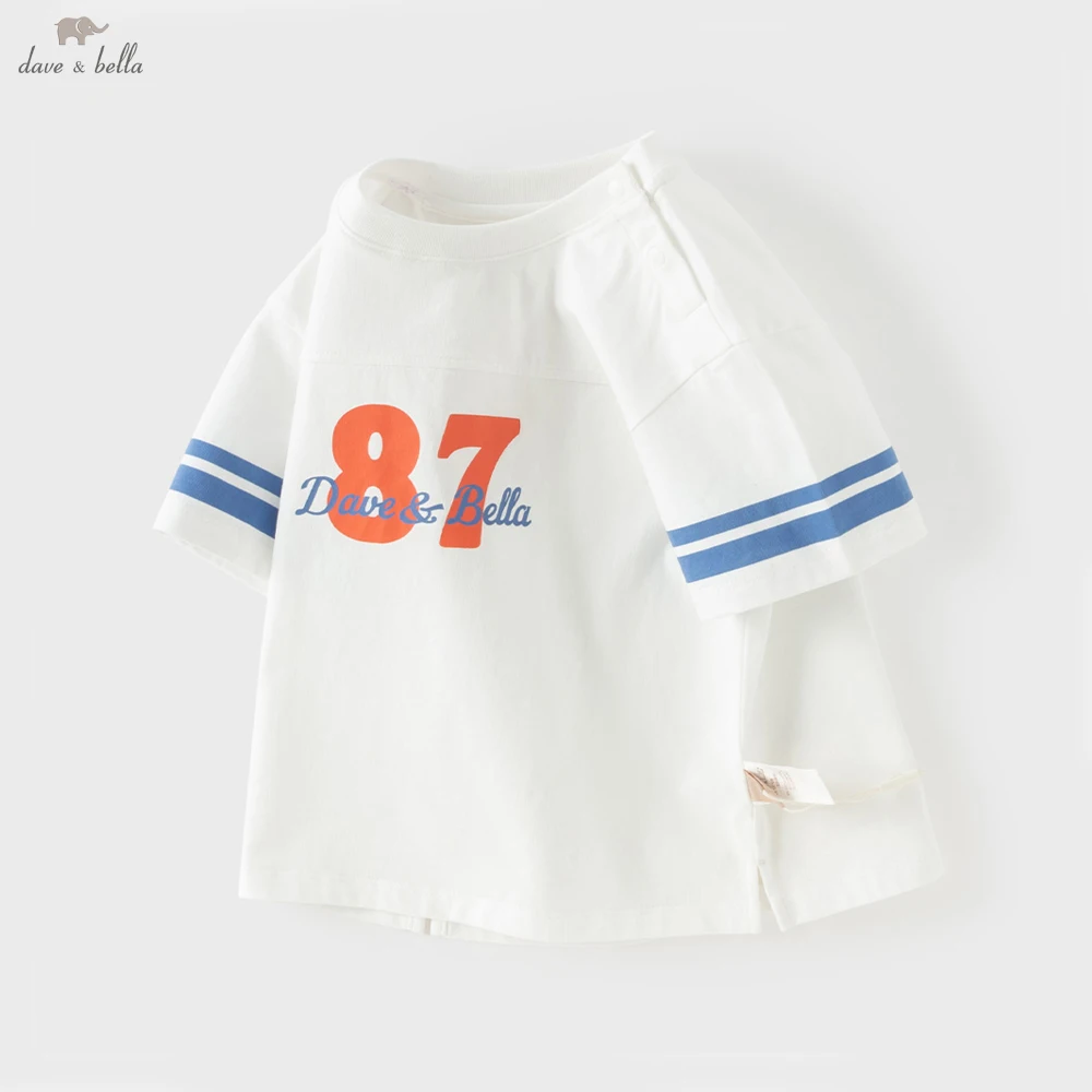 

Dave Bella Boys Letter Printed Summer T-Shirt Children Short Sleeve Top 5-13 Years Tees Kids Casual Outdoor Clothes DB2262176