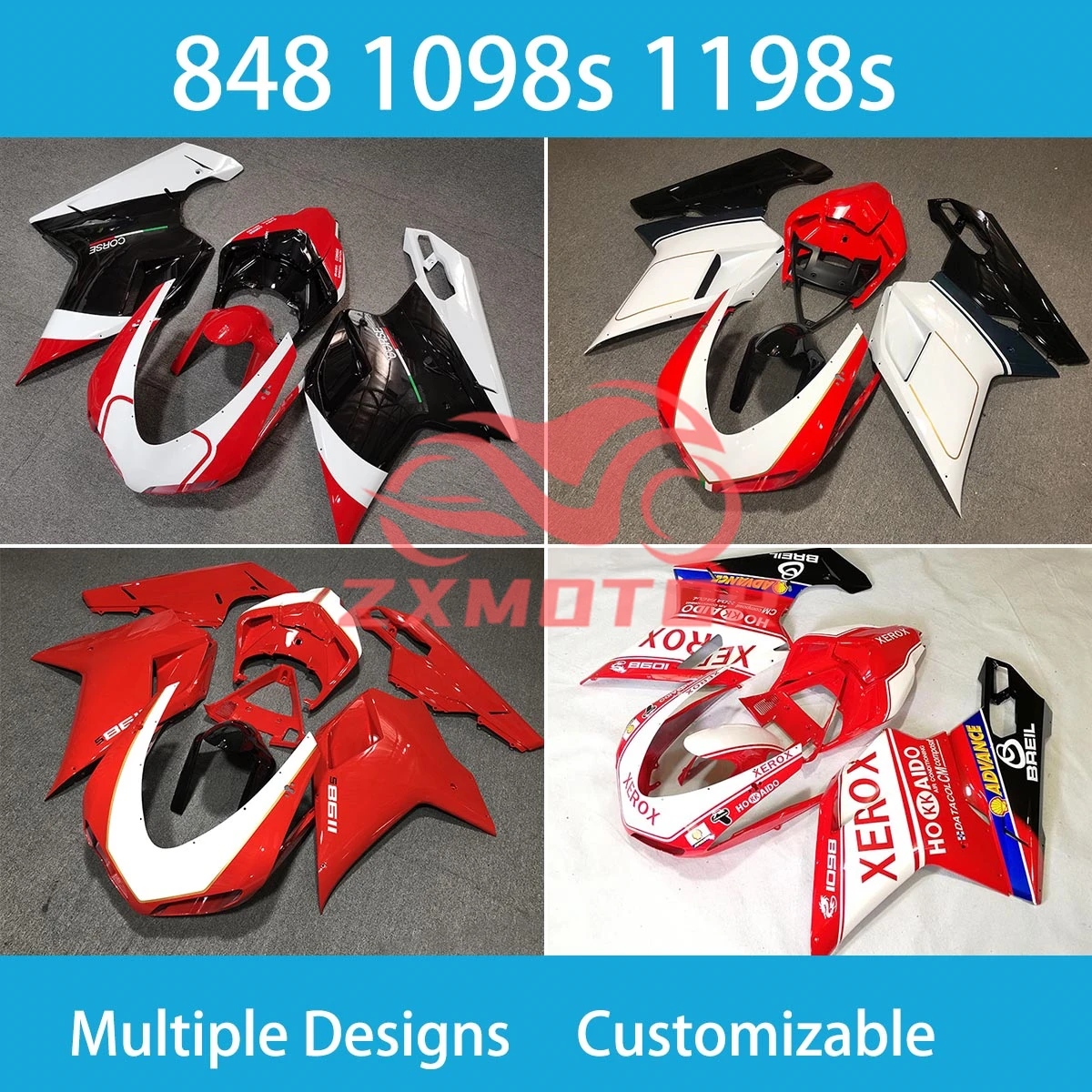 

For Ducati 848 1098 1198 1098s 1198s Injection Molded Fairings Motorcycle ABS Injection Aftermarket Fairing Kit Bodywork