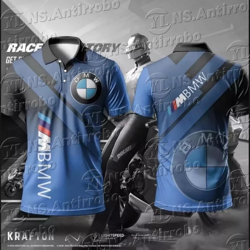 

25 Comfortable Breathable Short Sleeves BMW Motorcycle Riding Sport Tops Trendy Printed Pattern Casual Polo Shirt With Buttons